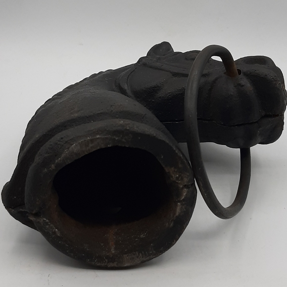 Vintage Cast Iron Horse Head Bust Hitching Post Pricked Ear Top Ring Equestiran - Picture 6 of 14